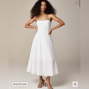 NWT JCREW Seamed flare midi dress on linen blend 2